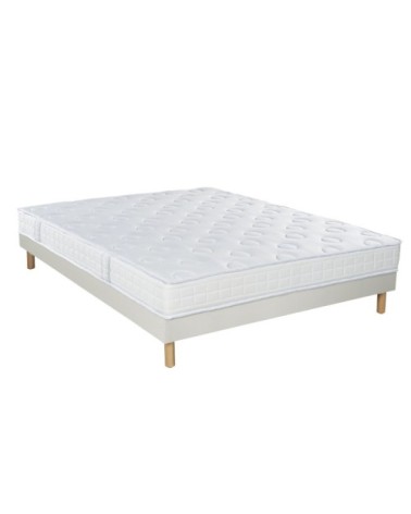 Ensemble Matelas ferme Sommier Tradition Graphic et Pieds 140x190