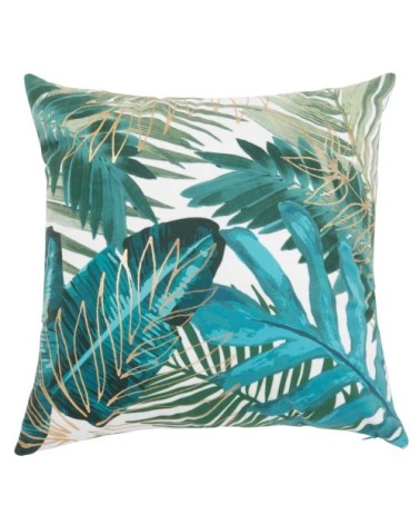 Housse de coussin en velours vert imprimé jungle 40x40