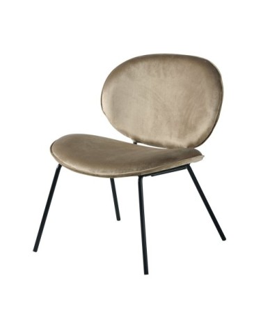 Fauteuil bas en velours beige capuccino