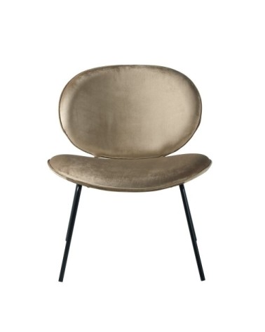 Fauteuil bas en velours beige capuccino