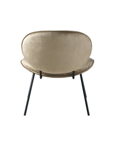 Fauteuil bas en velours beige capuccino