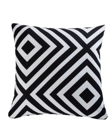 Coussin motifs graphiques noirs et écrus 45x45