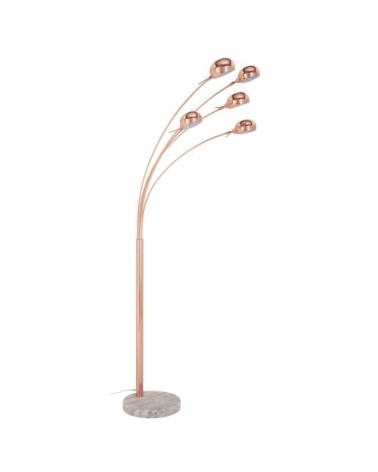 Lampadaire 5 spots orientables en métal cuivré H.236cm