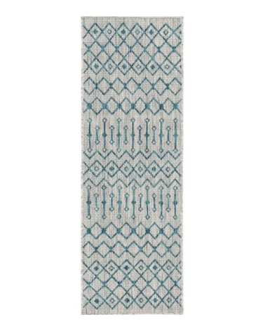 Tapis intérieur/extérieur gris à motif bleu 67x180
