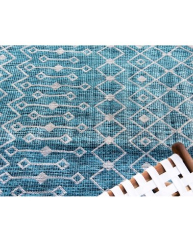 Tapis intérieur/extérieur bleu à motif blanc 120x160