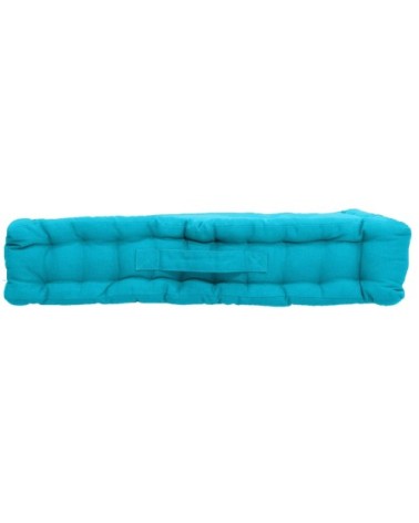 Coussin de sol uni en pur coton turquoise 50 x 50