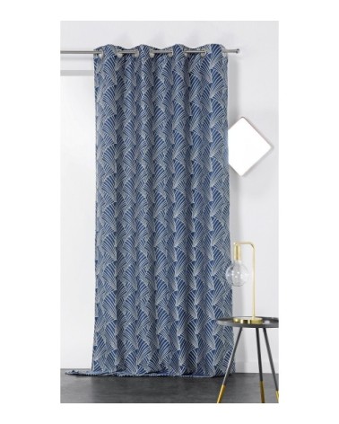 Rideau d'ameublement imprimé art déco polyester bleu 250 x 135