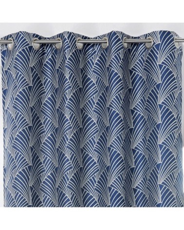 Rideau d'ameublement imprimé art déco polyester bleu 250 x 135