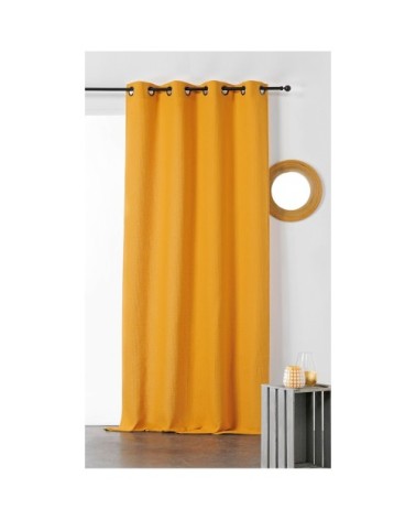 Rideau en nid d'abeille coton jaune 245 x 140