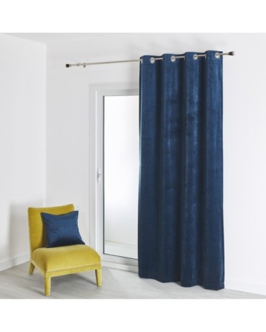 Rideau feutré en velours uni navy 260 x 135