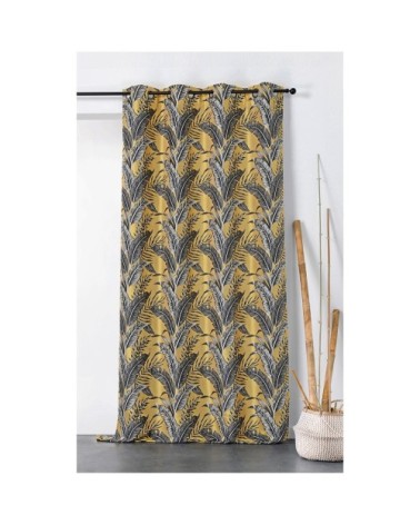 Rideau tendance aux impressions exotiques polyester jaune 245 x 135