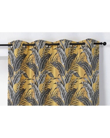 Rideau tendance aux impressions exotiques polyester jaune 245 x 135