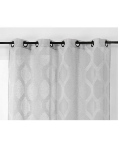 Voilage à motifs géométriques verticaux polyester gris 250 x 140