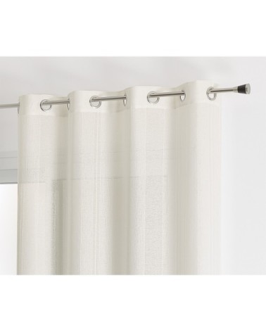 Voilage uni à rayures fantaisie polyester blanc 240 x 140