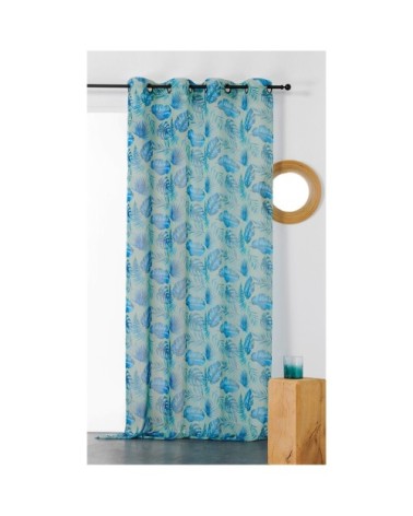 Voilage tamisant imprimé mini végétaux polyester vert 260 x 150