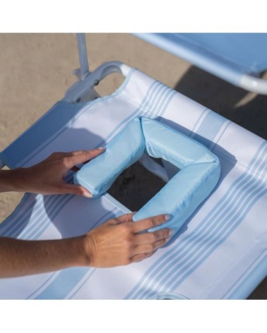 Chaise plage inclinable parasol polyester bleu