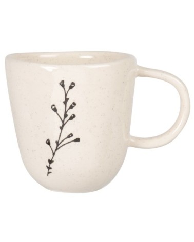 Mug en grès beige imprimé fleur de cerisier rose