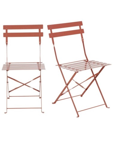 Chaises de jardin pliantes en acier terracotta (x2)