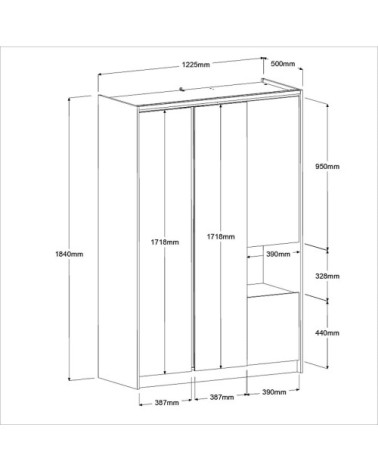 Armoire 4 portes effet bois et blanc