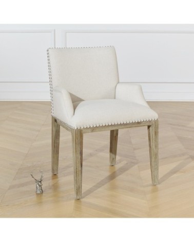 Fauteuil de table en lin Naturel