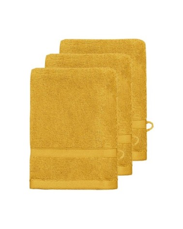 Lot de 3 gants de toilette 600 gr/m²  safran 16x22 cm