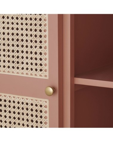 Dressing 2 portes 1 tiroir terracotta et cannage en rotin