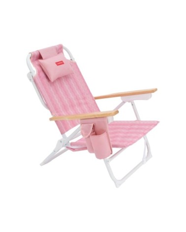 Chaise plage inclinable 5 positions aluminium rose