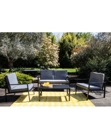 Salon de jardin 4 places en aluminium gris