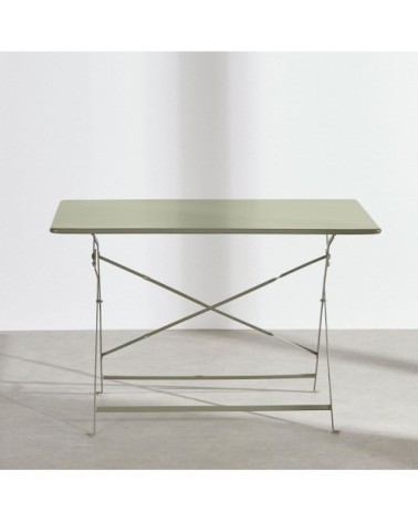 Table de jardin pliable en acier vert kaki 4 personnes L110
