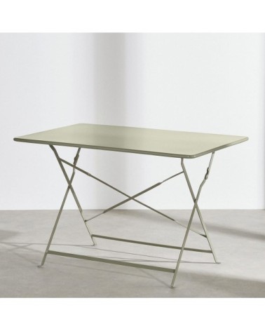 Table de jardin pliable en acier vert kaki 4 personnes L110
