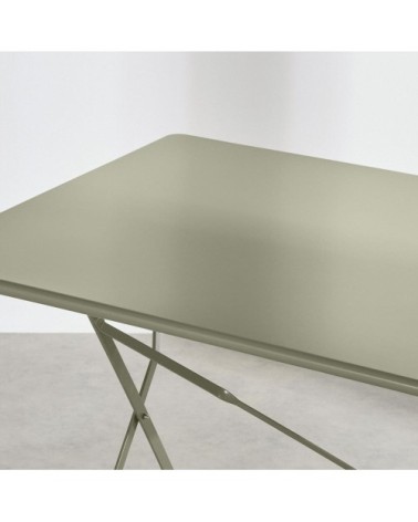 Table de jardin pliable en acier vert kaki 4 personnes L110