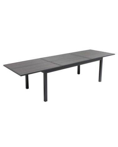 Table de jardin extensible aluminium et bois composite gris