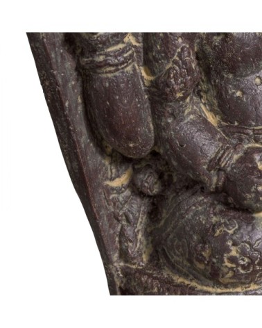 Statue de jardin en pierre Ganesh assis gris