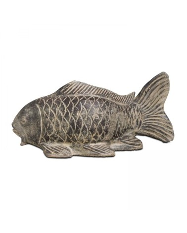 Statue de jardin carpe en pierre gris