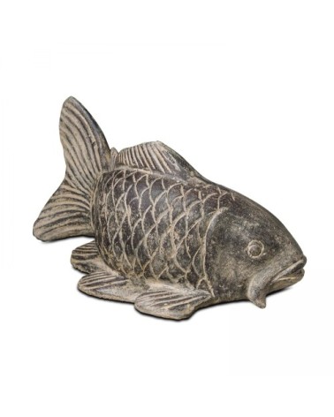 Statue de jardin carpe en pierre gris