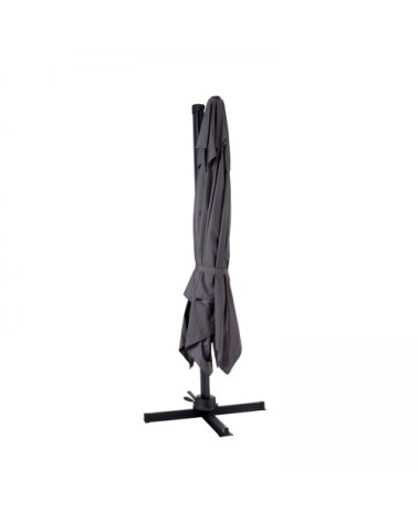 Parasol déporté rotatif carré 3x3m en aluminium gris