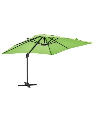 Parasol déporté rotatif carré 3x3m en aluminium vert