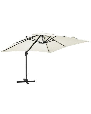 Parasol déporté rotatif carré 3x3m en aluminium écru