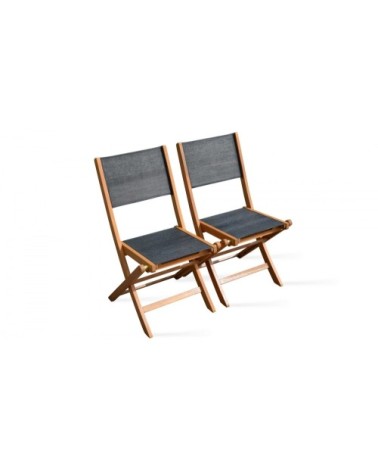 Lot de 2 chaises pliantes de jardin en bois noir