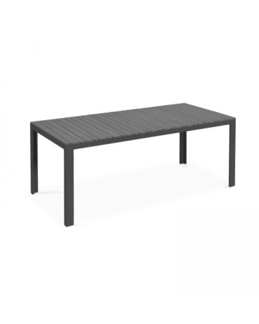 Table et chaises de jardin aluminium et polywood 8 places gris foncé