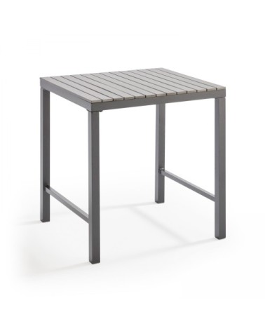 Table haute de jardin 4 places aluminium en polywood gris