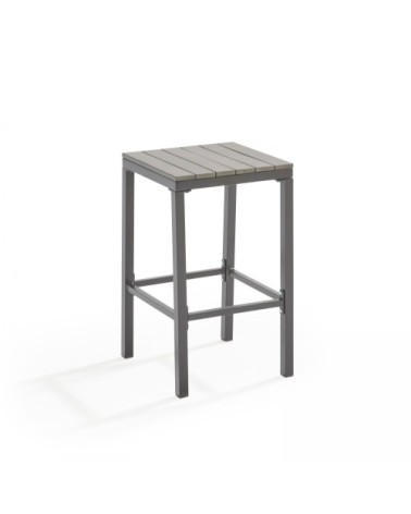 Table haute de jardin 4 places aluminium en polywood gris