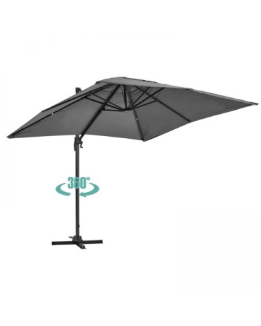 Parasol déporté 2x3m en aluminium gris anthracite