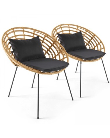 Lot de 2 fauteuils en rotin synthétique