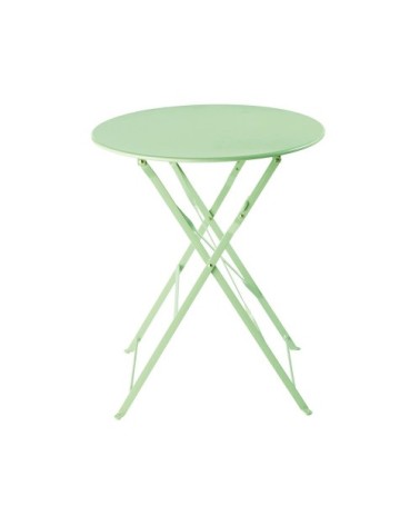 Table de jardin pliante en acier vert d'eau 2 personnes D60