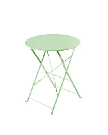 Table de jardin pliante en acier vert d'eau 2 personnes D60