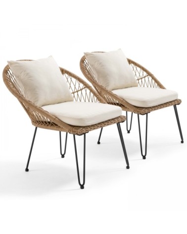 Lot de 2 fauteuils  rotin synthétique naturel