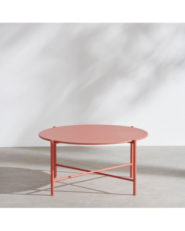 Table basse de jardin ronde en acier terracotta, D74 cm