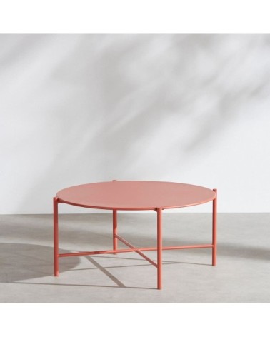 Table basse de jardin ronde en acier terracotta, D74 cm
