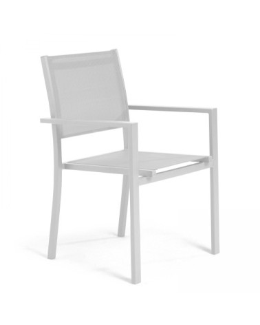 Fauteuil de jardin aluminium et textilène blanc